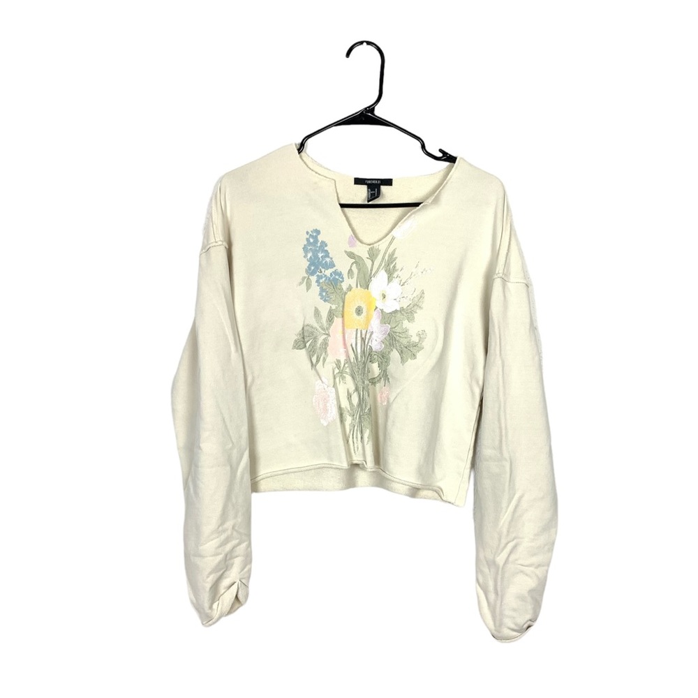 Forever 21 floral graphic long sleeve sweater size small